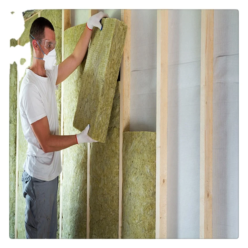 ISOKING fire resistant grade A non flammable 60kg/m3 laine de roche  basalt rock wool stonewool fiber with CE Certificate