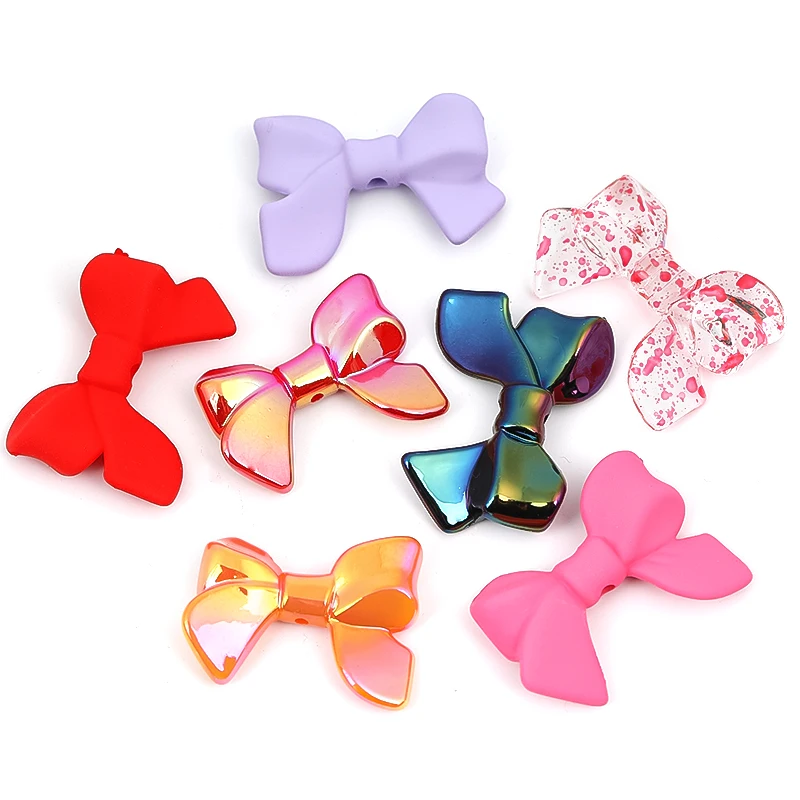 Wholesale TikTok Hot Selling Acrylic Uv Bow Beads For Cell Phone Chain Diy Hand Beading Material Loose Beads