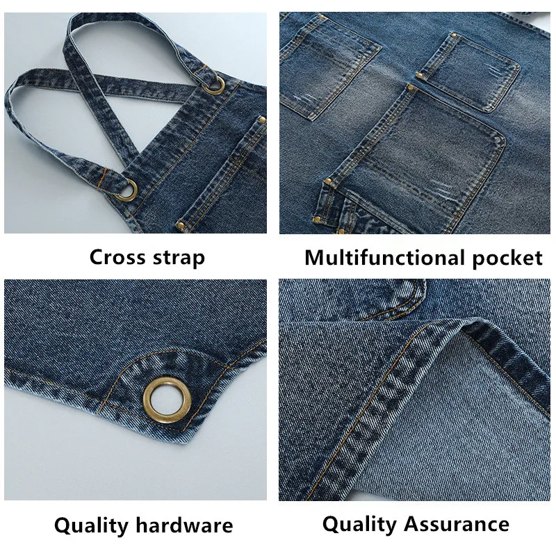 Denim apron coffee shop restaurant milk tea work baking special tool bbq apron