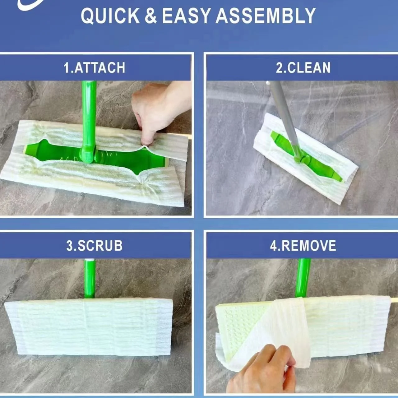 Disposable Mop Sweeper Dust Wipes Floor Dust Cleaning Cloth Non-woven Dry Mop For Floor To Capture  Dust, Dirt,Pet Hair