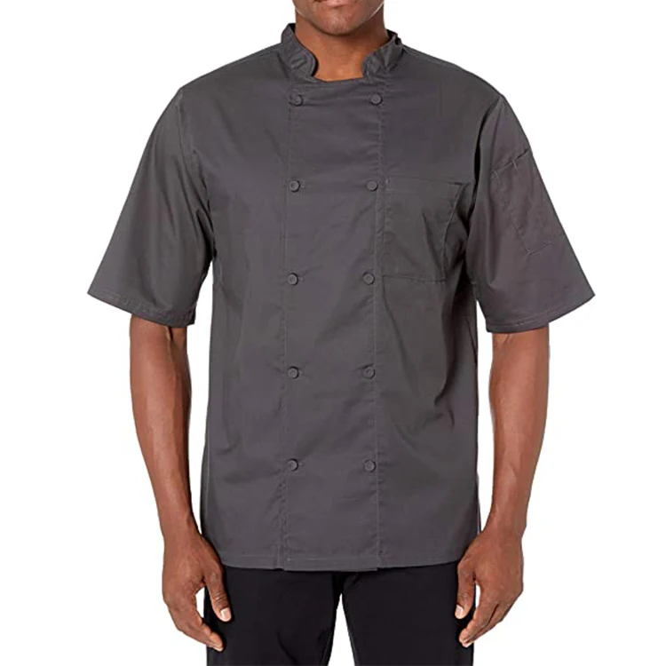 Latest Design High Quality Japanese Restaurant Sushi Pizza Chef Cook Uniform with Fabric Covered Buttons Coats for Sale