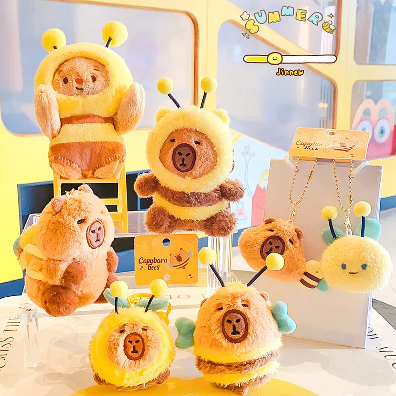 2024 High Quality New Creative Kapybara Bee Genuine Cartoon Cute Bee Capybara Plush Doll Pendant