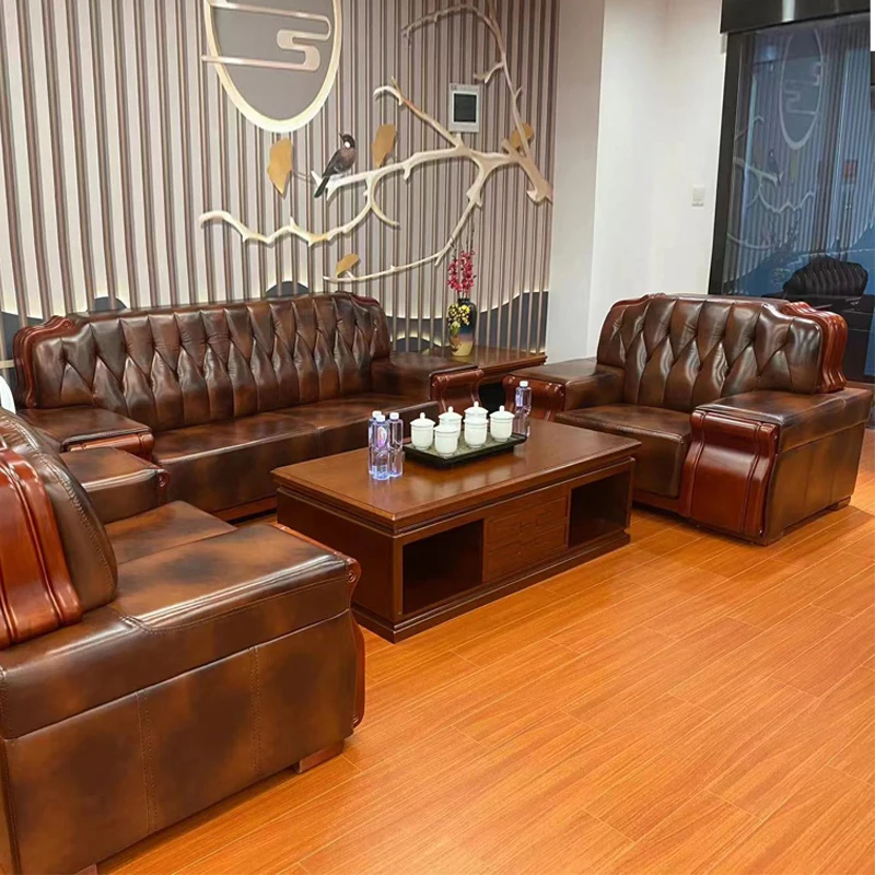 Commercial Furniture Executive Room Sofa LHZ Serie Genuine Real Leather Hign end Office Furniture Office Sofa