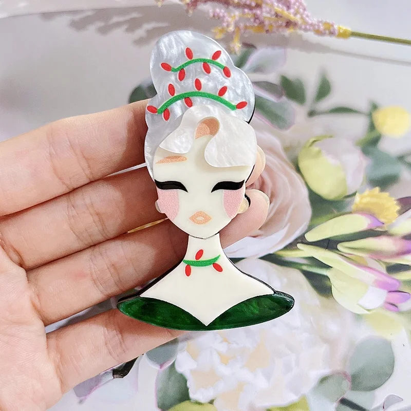 Wholesale Christmas Cute Girls Brooch Pins Dress Accessories Fashion Acrylic Brooch