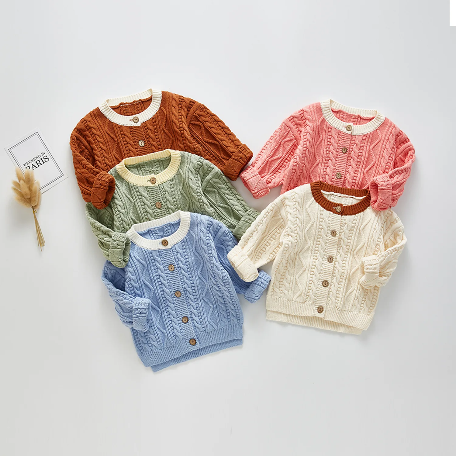 fashion knitted wholesale cardigan for baby girl with different color rim