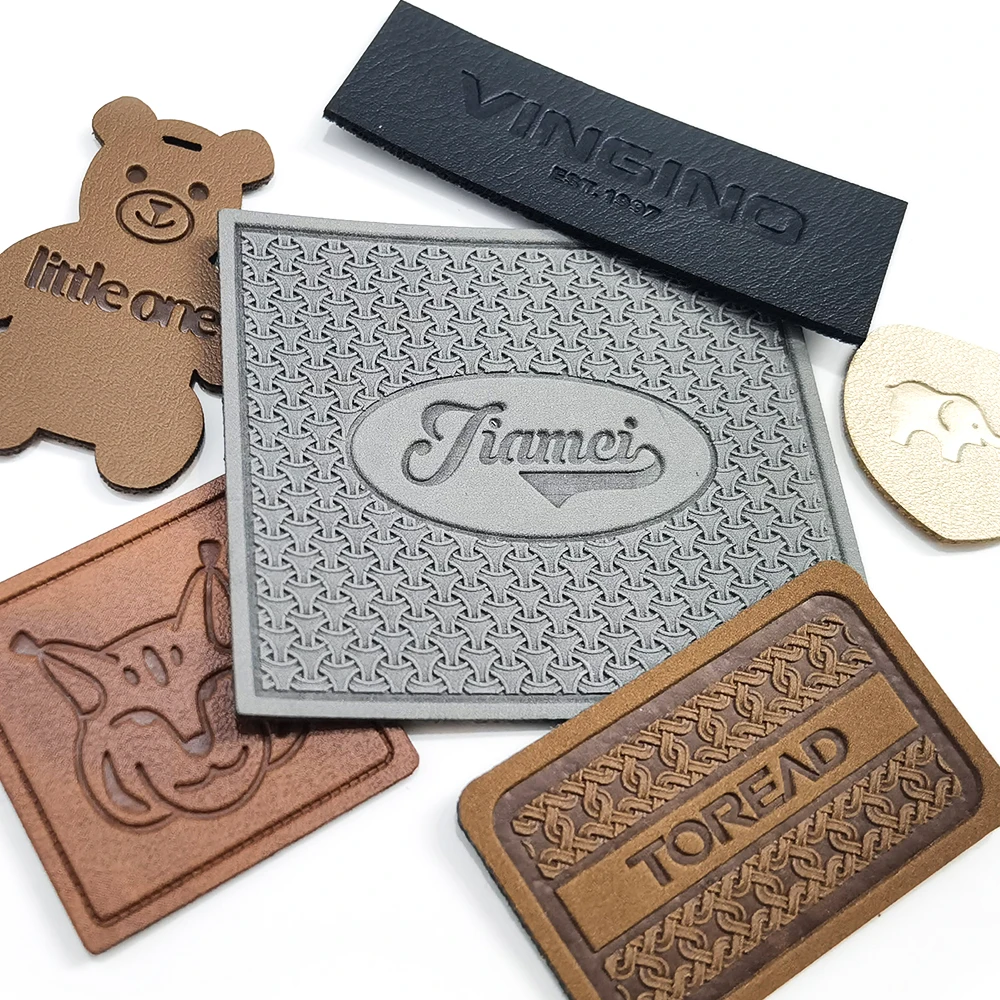 Custom Logo Jeans Self Adhesive Leather Label Garment Embossed Logo PU Leather Patch