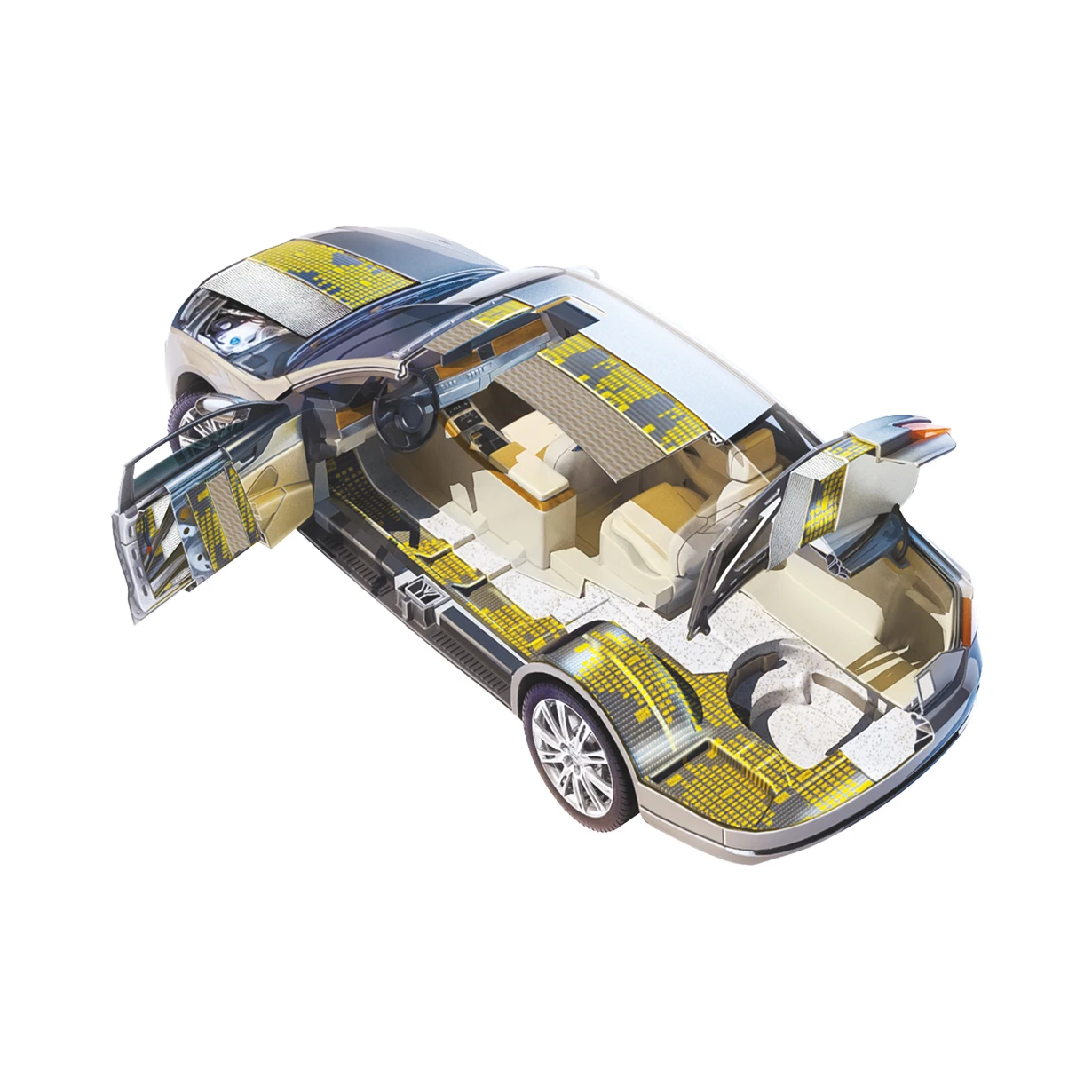 Car Sound Dampening Material for Car Trunk Door Floor  Ceiling with Black AU foil