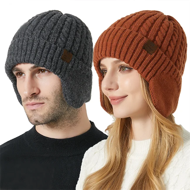 2024 зимняя вязаная шапка-ушанка из плотного флиса с 7 видов цветов