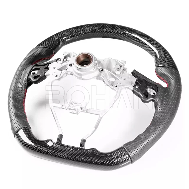 Real Carbon Fiber D-Type Racing Design Car Steering Wheel Nappa Perforated Leather for Toyota Camry RAV-4 Auris 2018+
