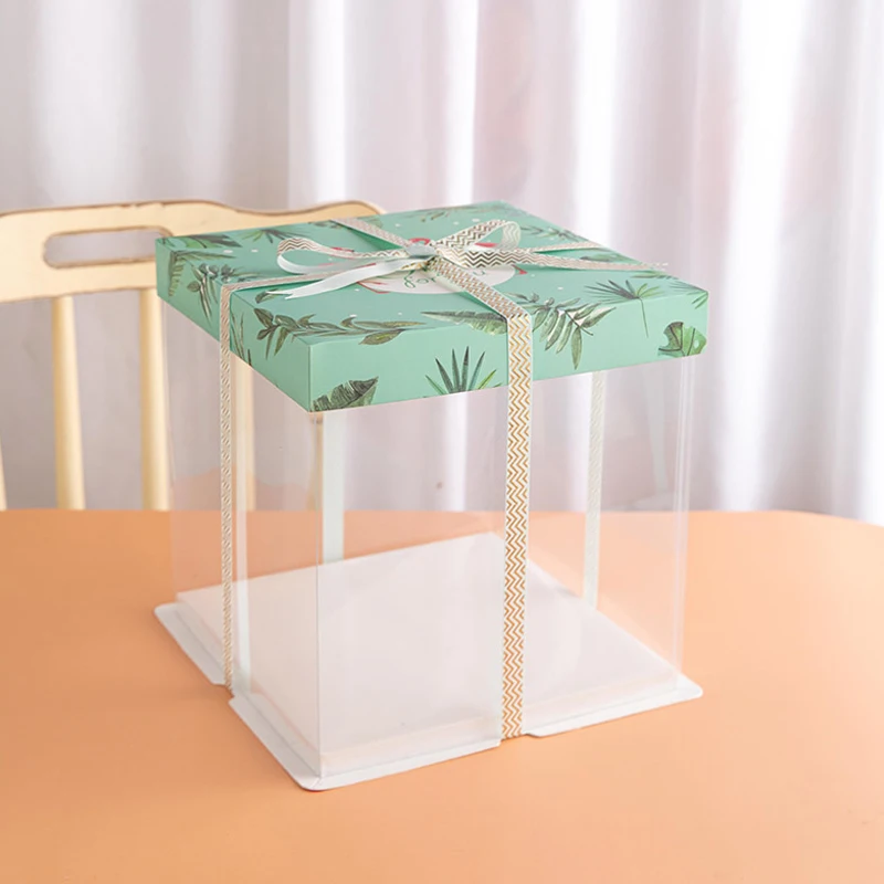 
Wedding Birthday Party cake packaging Box White Clear Round Square Tall Transparent Cake Box/ 