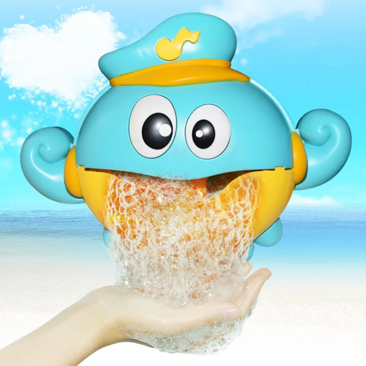 Electric Hand Crank Fun Bath Soap Game Toy Cartoon Frog Bubble Machine