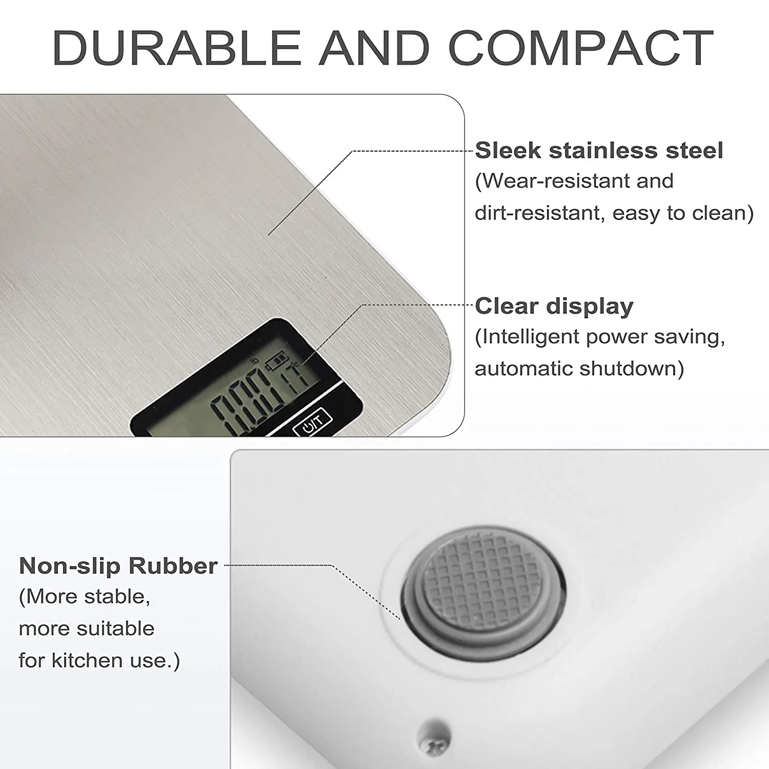 Kitchen Scales Stainless Steel 201 Digital Food Weighing Scale Hanging Function Capacity  5 kg/ 1 g for Bakery