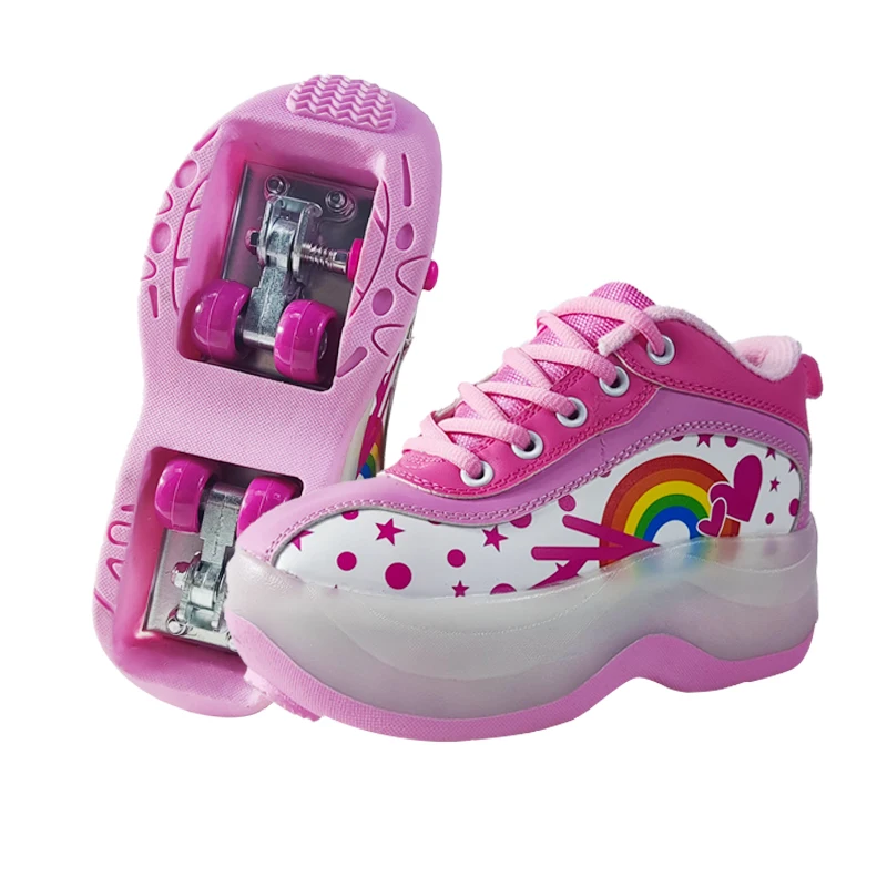 Detachable Inline Skate Shoes Double-Row Running Shoes with Invisible Wheels Rollerskates