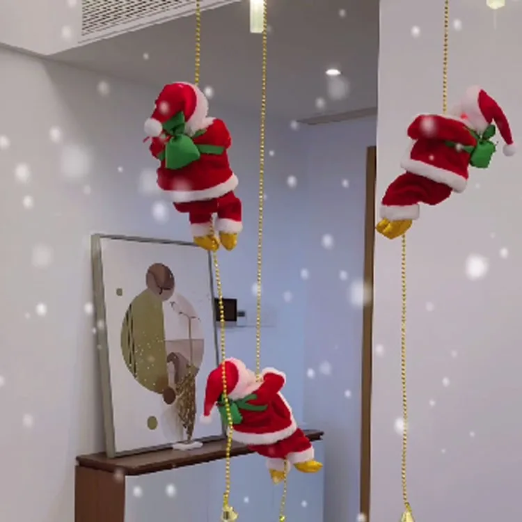 A-1342 XmasTree Орнамент Рождественские подарочные украшения восхождение по лестнице бусины музыкальная игрушка электрическая скалолазание Санта-Клаус