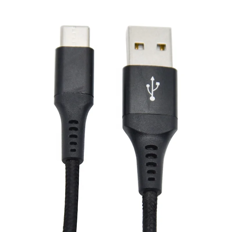  Кабель в алюминиевом корпусе с черной тканевой оплеткой USB 2 0 на Type C для быстрой передачи данных 1 м 3