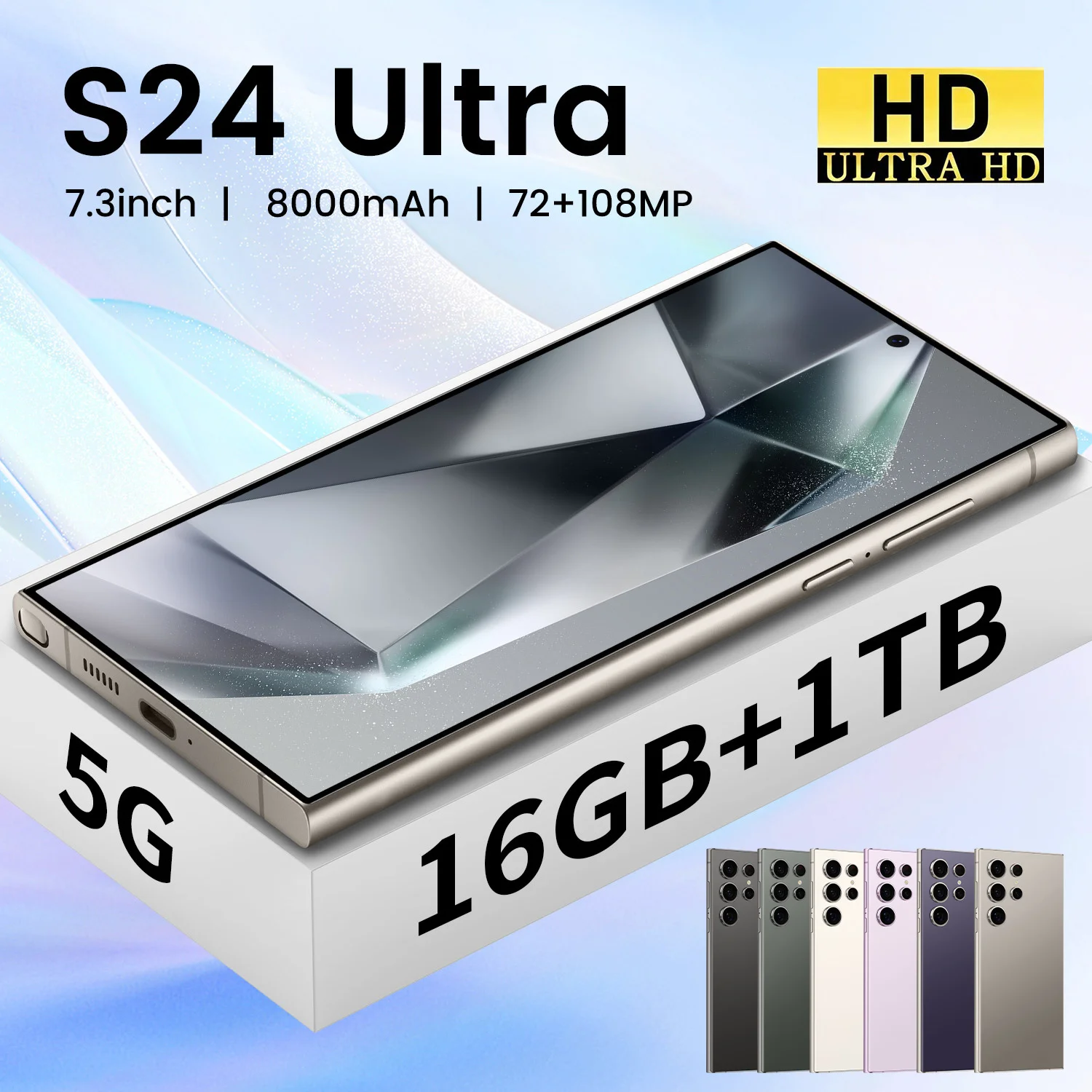 Factory hot sale s24 ultra Unlocked 7.3 inch smartphone Cell Phones 16GB+1TB 5g smartphone deca core Android 14.0 Mobilephone