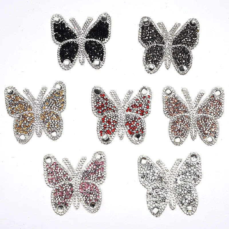 Colorful Butterfly Vinyl Sheet hotfix rhinestone design crystal rhinestone transfer iron on patch for clothes