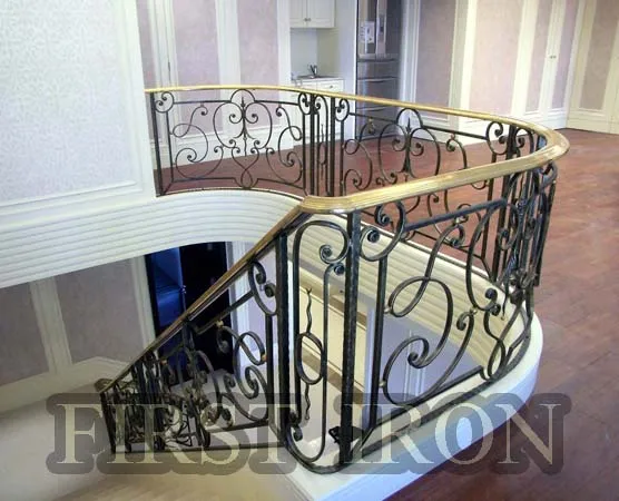 Antique outdoor used wrought iron stair railing for sale