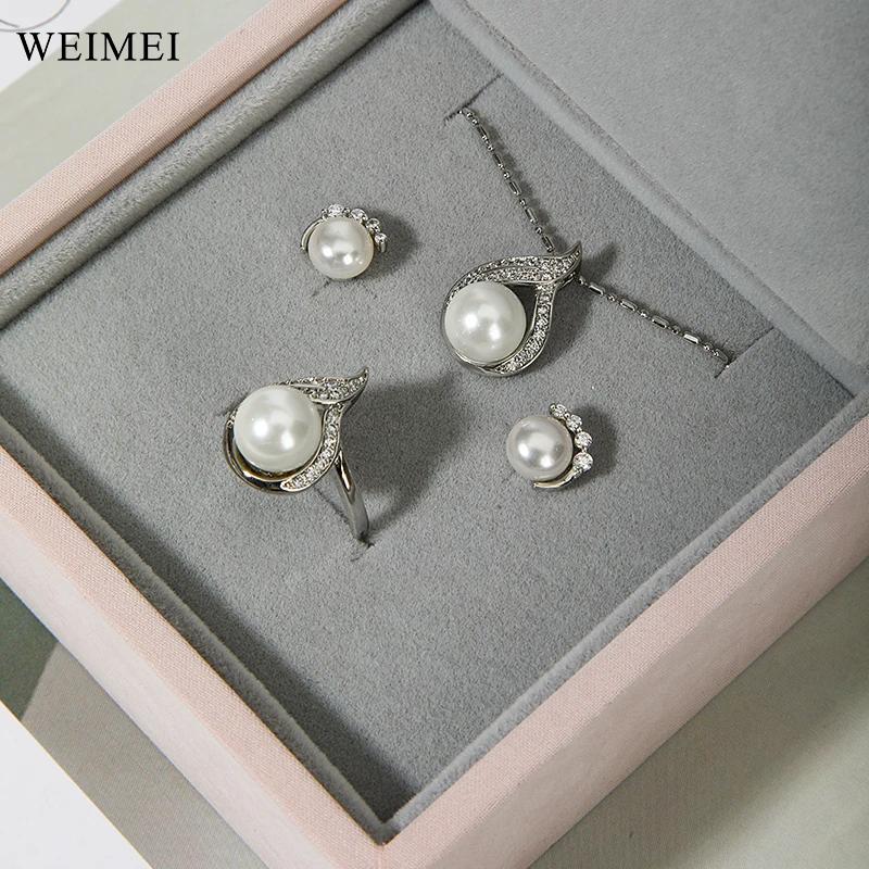 WEIMEI High-end Textured Flat Gift Box Minimalist Necklace Jewelry Box Velvet Lined Packaging Ring Jewelry Box