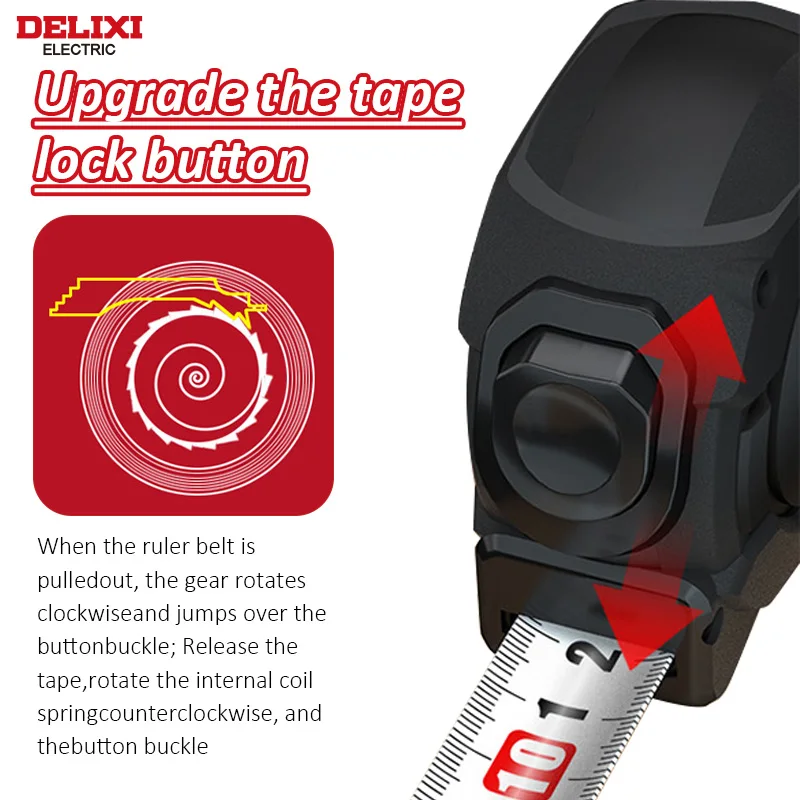 Delixi ELECTRIC Anticutting Flim Coating Rubber Coating Shell Steel Tape Measure