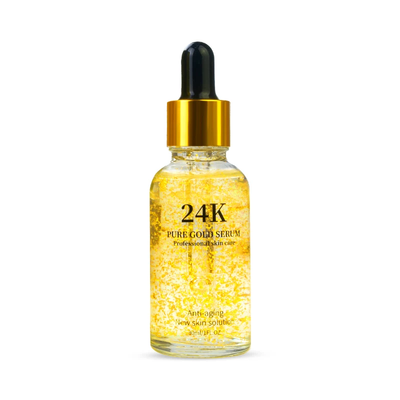 Custom Logo 24K Gold Face Serum 30ml Soin De La Peau Skin Moisturizing Brightening Face Essence Sueros Faciales Skin Care Serum