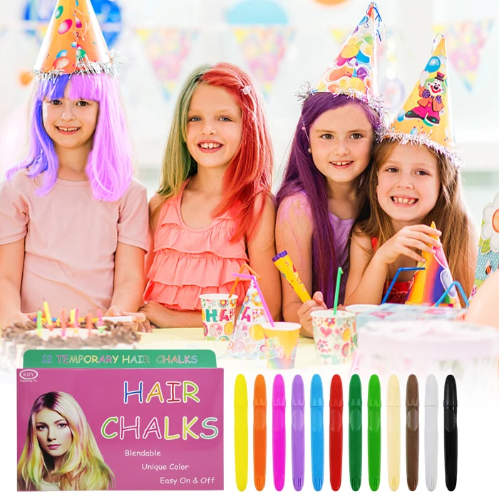 12/24 Colors Christmas Birthday Party Gift Harmless Hair Chalk Dye Pen Crayons Stick Set For Children