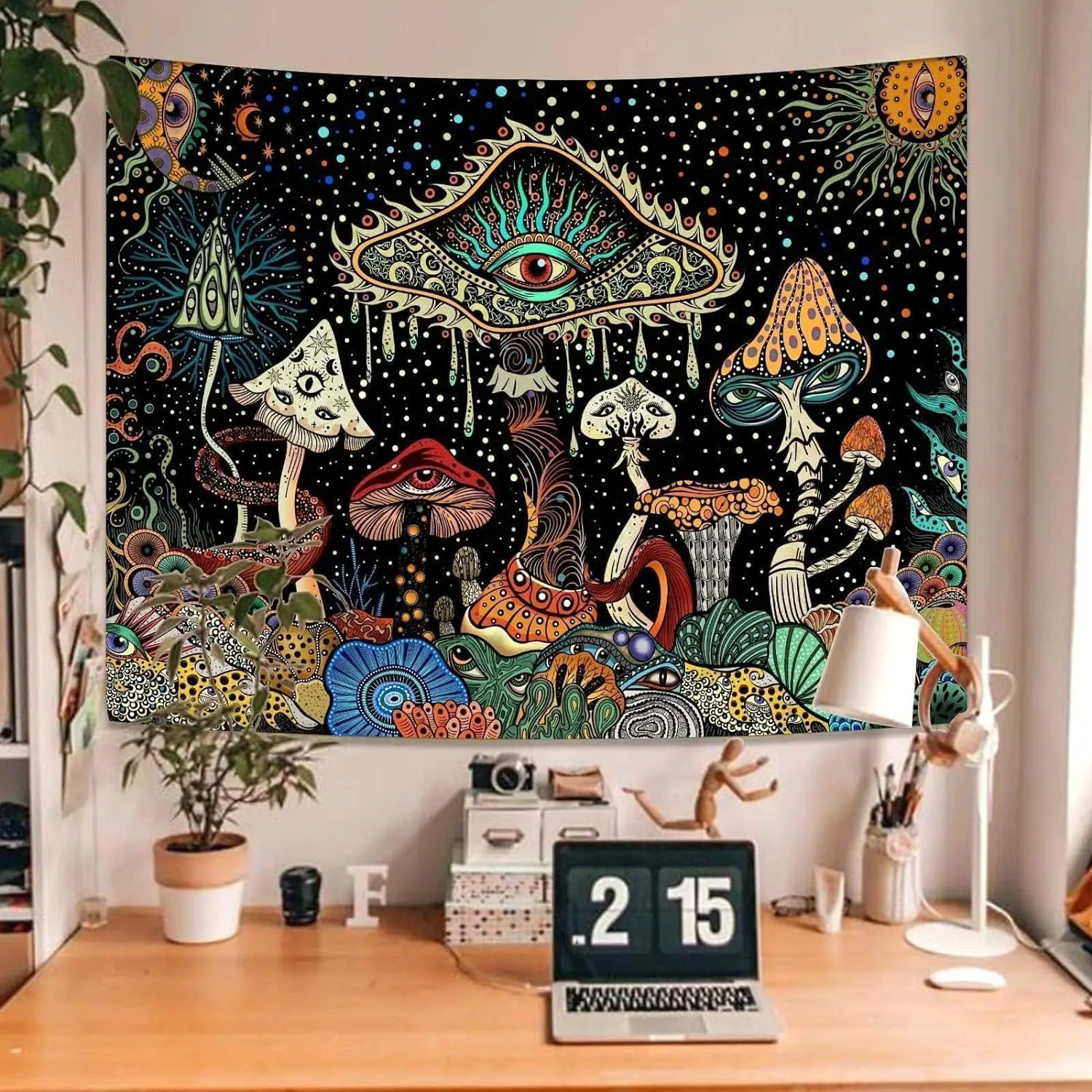 Custom Mushroom Tapestry for Bedroom Aesthetic Witchy Tapestries Wall Hanging Hippie Room Mushroom Decor