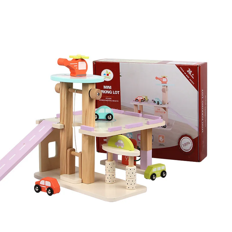 New Style Educational Wooden Housing Car Models Parking Game for Kids