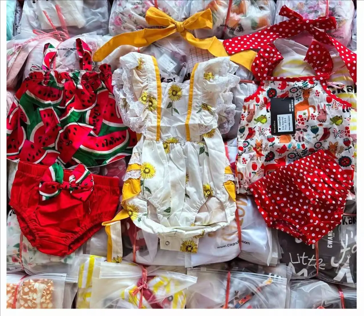 2024 Hly Wholesale stock  Kids Apparel For Summer Wear For 0~12 Year Old Girls Boys Children Mix Dress Pure Sets