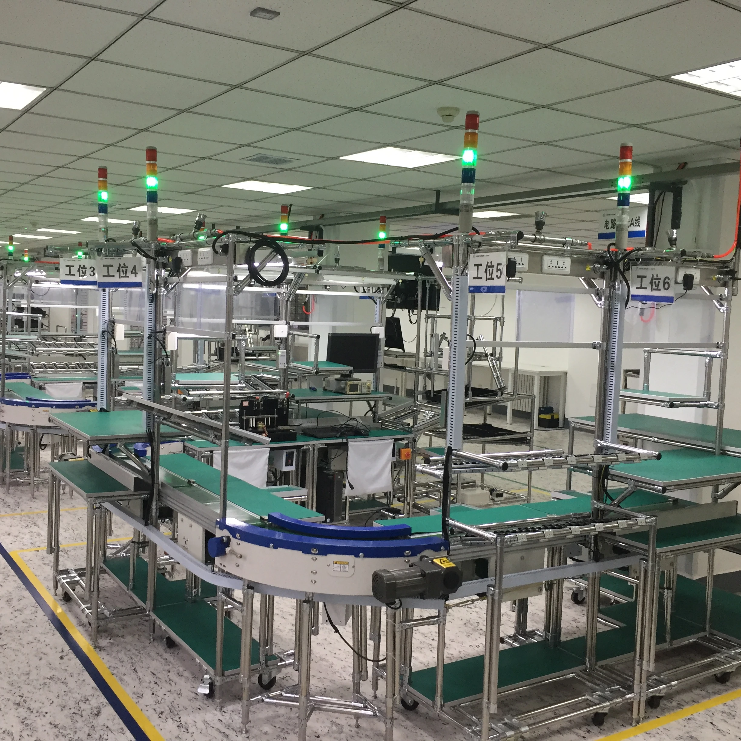 Customized Electronic Factory ESD Worktable Industrial Assembly Line ESD Workbench for Workshop Use With Roller Track Convey