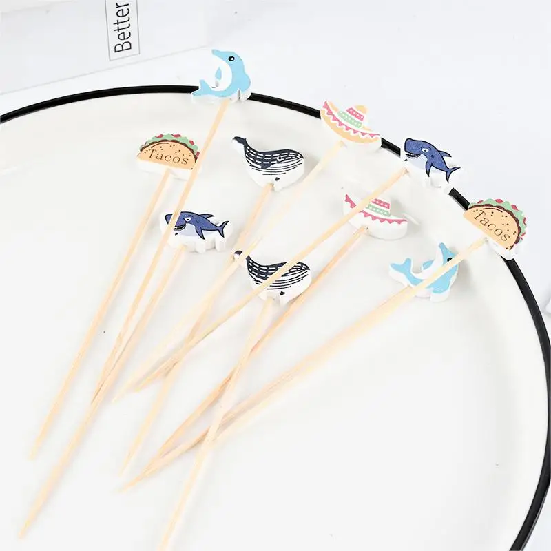 Cocktail Umbrella Bamboo/Wood Toothpicks Cupcake Toppers Cocktail Picks Party Supplies Decorative Cocktail Toothpicks