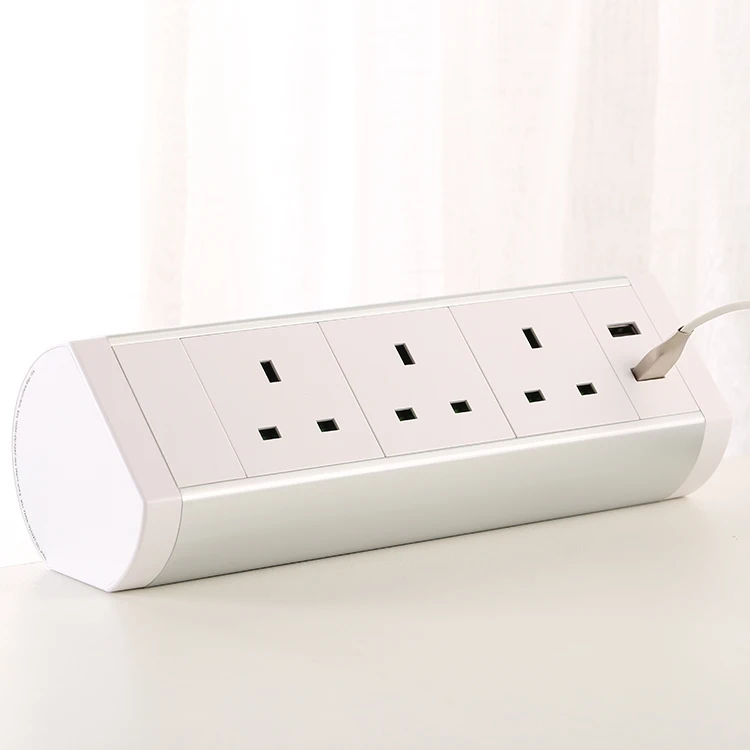 UK standard for office Removable Desktop Mount Multi-Outlets power outlet Clamp table socket with Dual USB