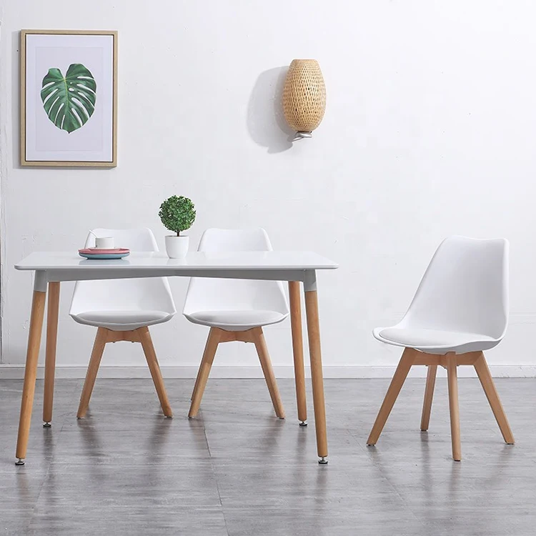 Best selling simple modern design furniture square beech wood legs dining table for dining room