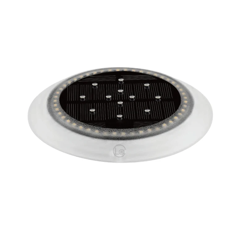 Outdoor Solar LED Round Paver Waterproof Crystal Glass Landscaping Solar Ice Brick Buried LED Garden IP65 Solar Brick Light
