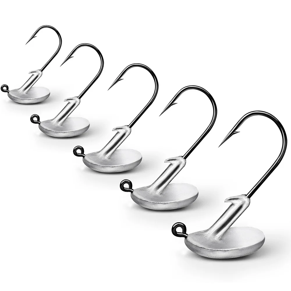 Lead Head Hook 3.5g,5g,7g,10g,14g Anti-Hanging Bottom Tumbler Hook T Tail Curled Tail Soft Bait Bottom Jumping Special Fish Hook