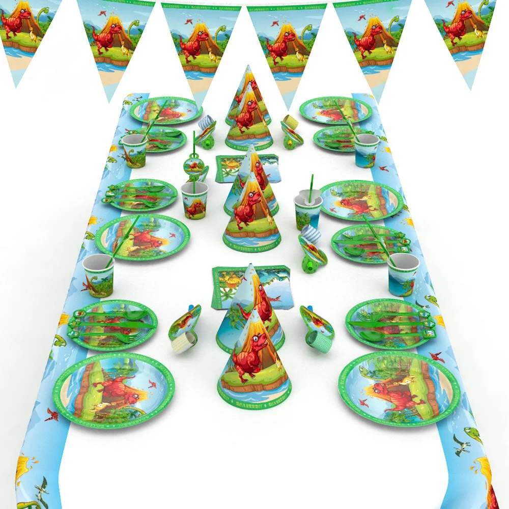 Factory Sale Dinosaur Themed Party  Tableware Set  Disposable  Animal  Birthday Party Celebration in Set Sale