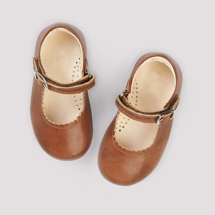 Испанская кожаная детская качественная обувь Мэри Джейн для детей маленькой девочки желтого цвета