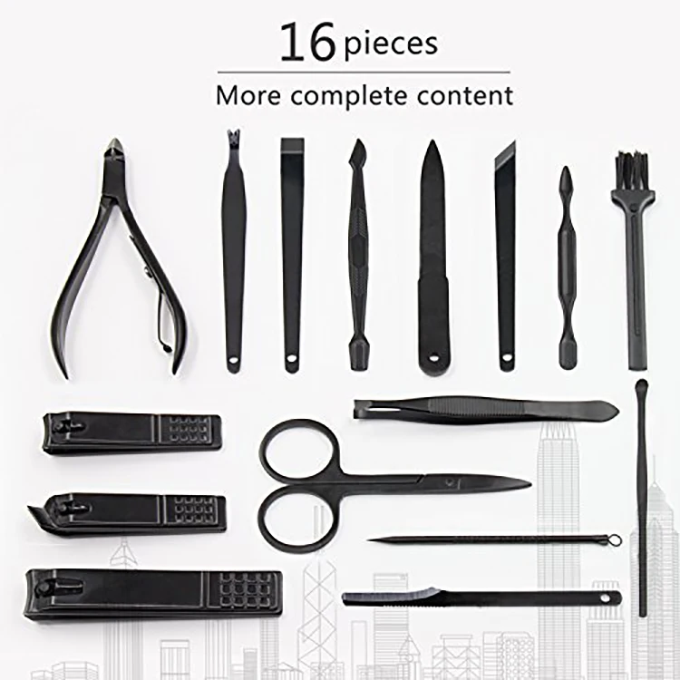 
2020 New Arrivals Nails Manicure Pedicure Set 16pcs Manicure Set Stainless Steel Grooming Kit for Men 