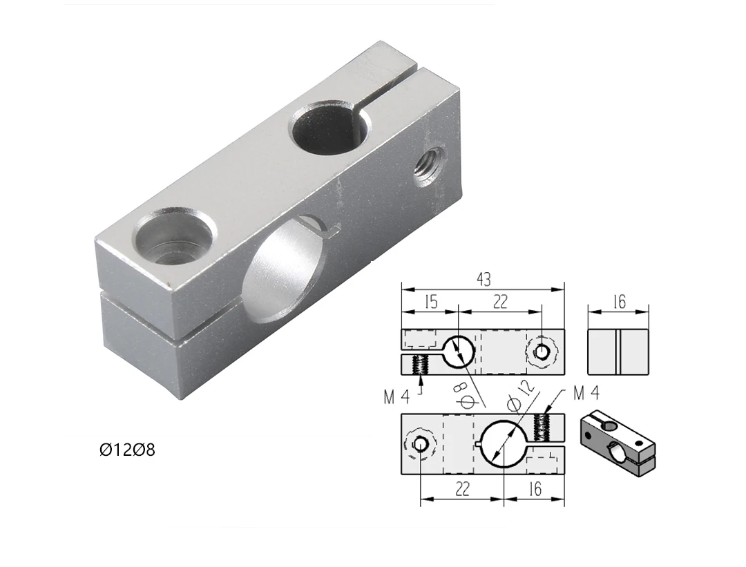 SK8 SK10 SK12 SK16 SK20 Bearing Bracket Linear Guide Fixing SeatAluminum Alloy Vertical Optical Axis Shaft Support Bracket