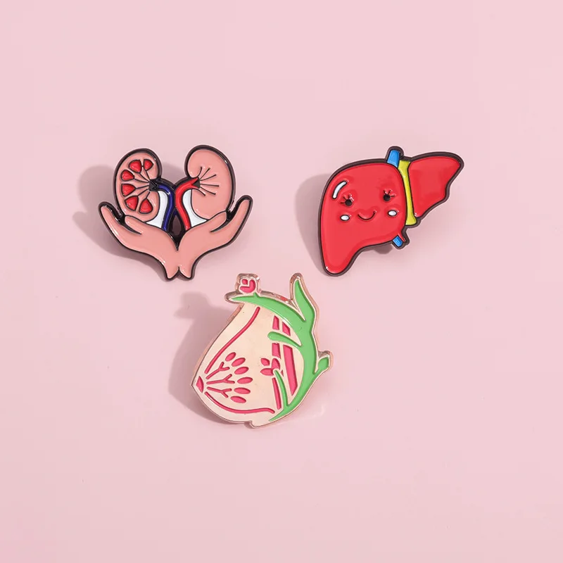 Stock New Medical Anatomy Art Human Lung Medicine Brooch Funny Enamel Pin Organ Brain Heart Decorative Pins