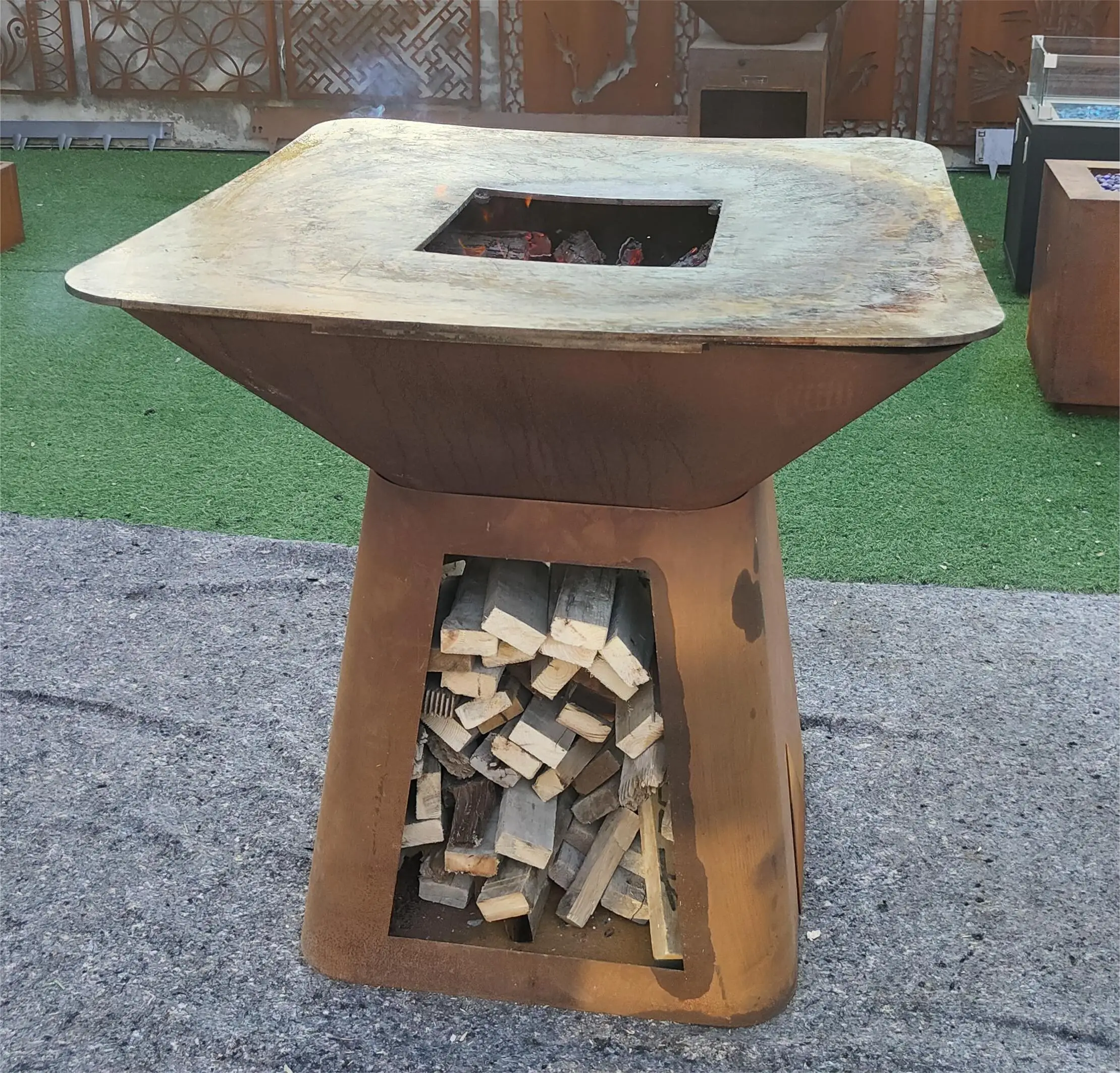 Corten steel bbq Fire Pit Heavy Large BBQ barbecue grills