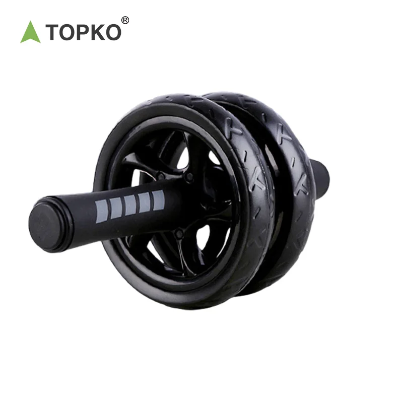 TOPKO Stocked New Arrival home fitness abdominal wheel with comfortable easy grip handles fitness Roller Wheel