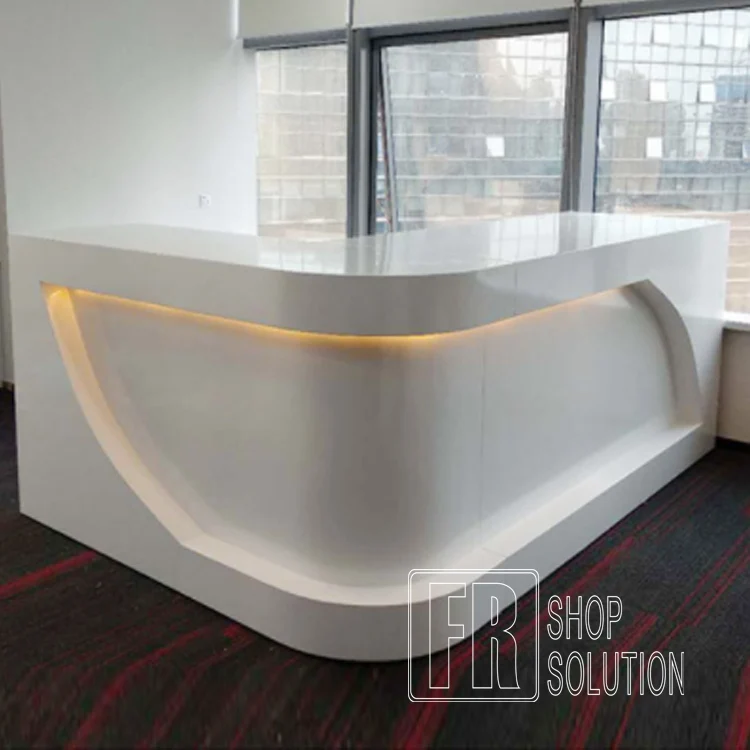 
Custom Made Simple Design L Shape White Cheap Medical Clinic Barber Reception Desk Beauty Salon 
