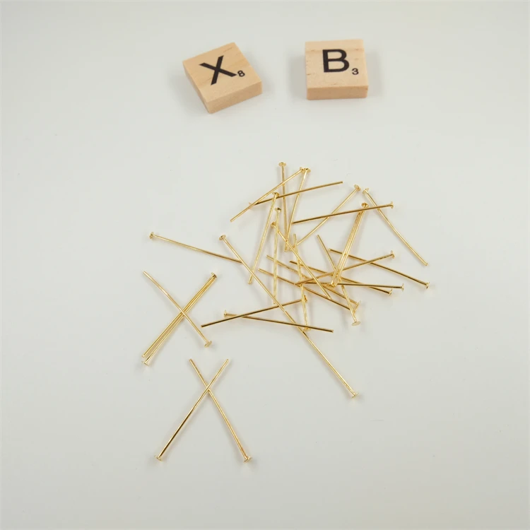 Stylish designer pins 18K gold plating brass partysu jewelry raw materials factory outlet T type Flat Pins  for Jewelry making