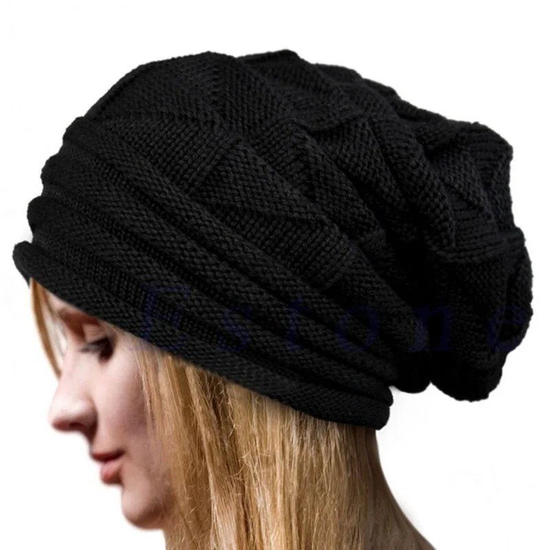 Women Men Unisex Knitted Baggy Beanie Hat Oversized Winter Warm Hats Ski Slouchy Cap Skullies Beanies Wool Cap Beanies Winter