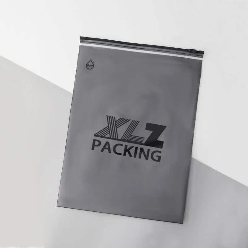 Wholesale Custom Logo Eco Friendly Pvc Frosted Matte Plastic  Packaging Zipper Poly Mailing Bag For Clothing & Underwear