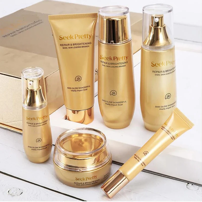 Korean Custom Collagen Sodium Hyaluronate Moisturizer Anti Aging Toner Serum Facial Products Snail Skin Care Set