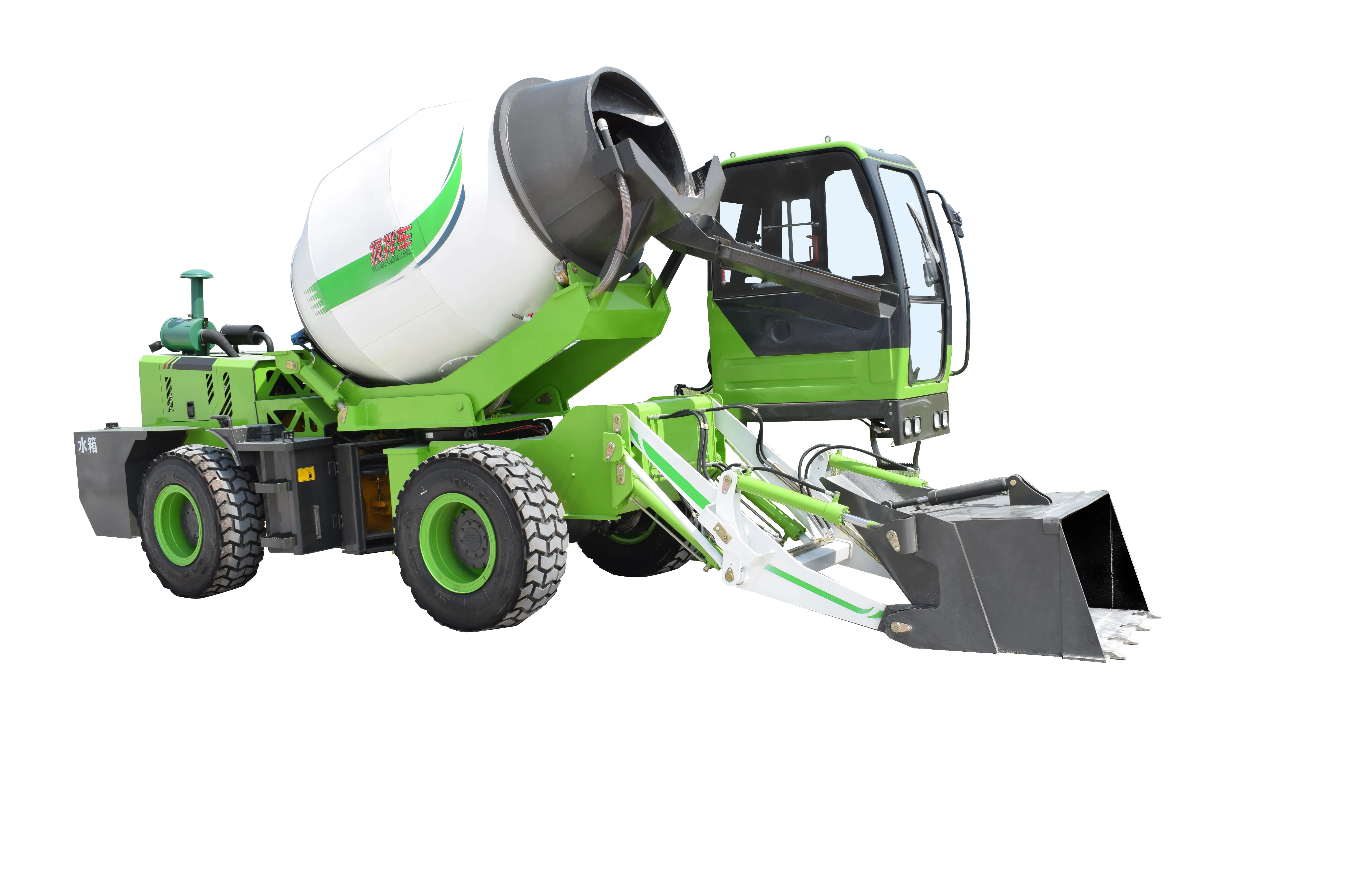 Most popular HUAYA 270 degree rotation self-loading concrete mixer truck auto feed 2m3 high quality Concrete mixer with Euro