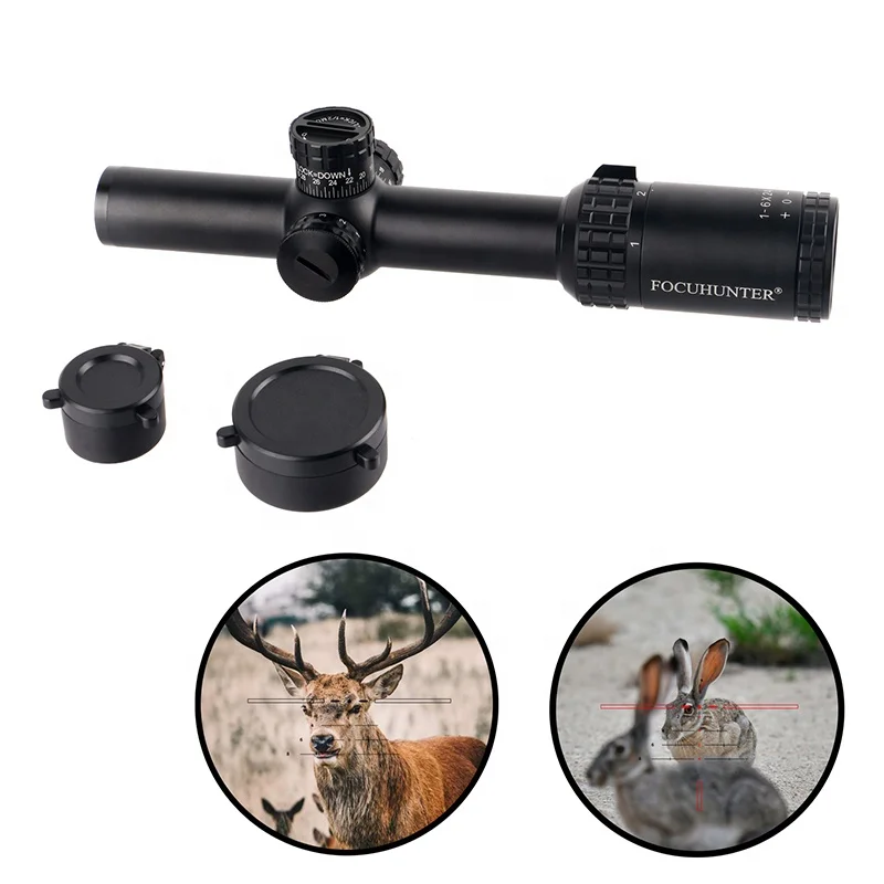 Mzj Optics Outdoor FOCUHUNTER Optical Scopes 1-6X24 Red Illuminated Scope Hunting Scope