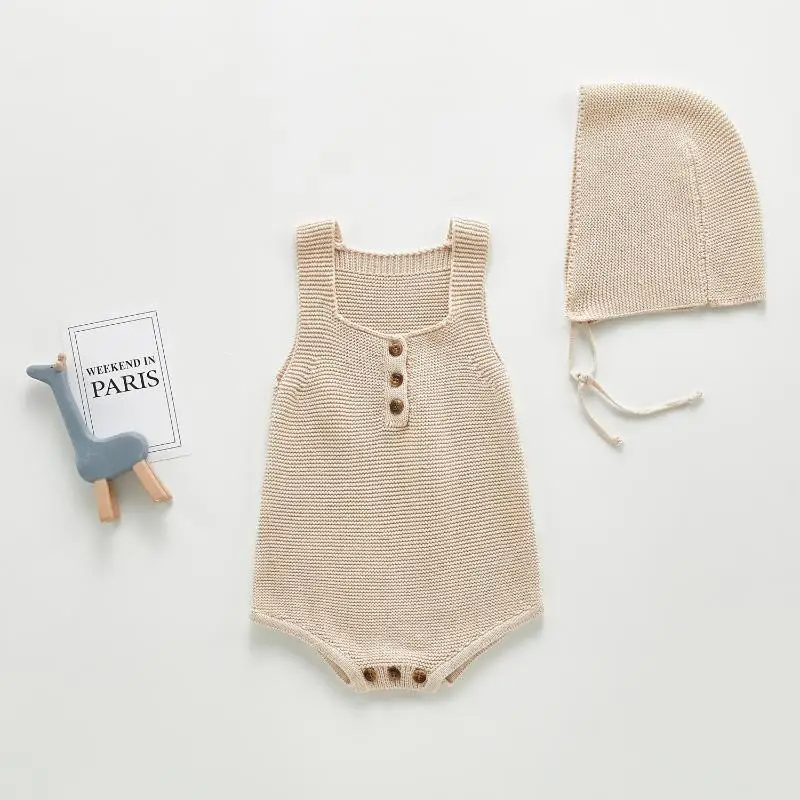 Wholesale Organic Knitted Newborn Clothing Baby Girl Romper Jumpsuit Clothes Cotton Romper
